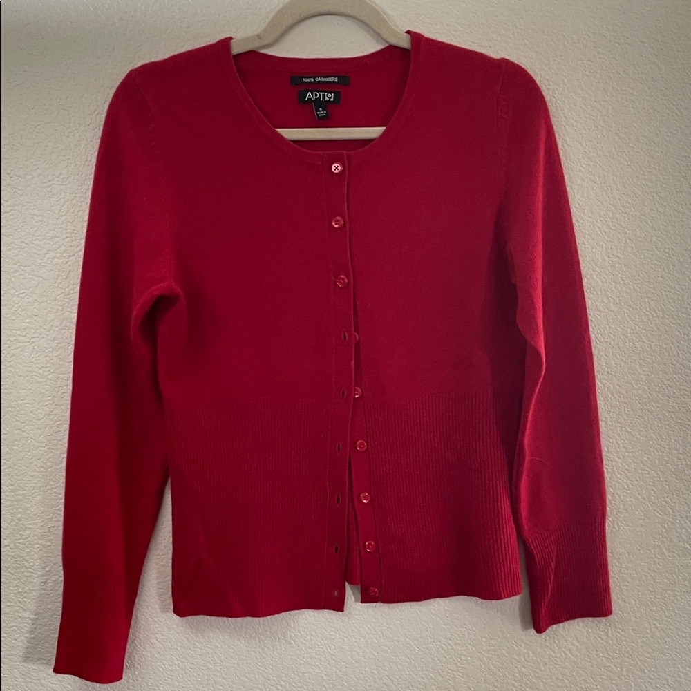 Cashmere 100% Apt.9 Bright Red Button-Front Cardigan on trend classic S 18x22